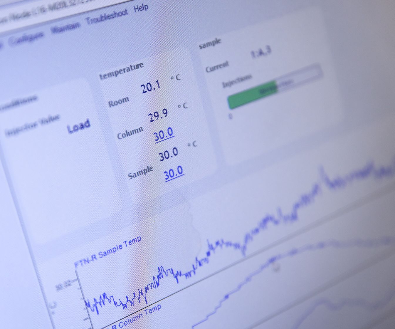 computer screen with line charts